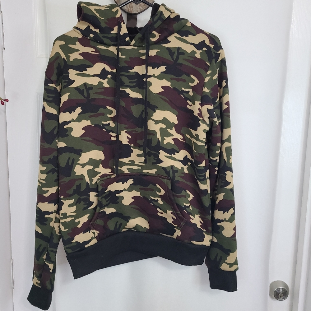 KingSize Men's Long Sleeve Camouflage Hoodie, Size: Large Color: Woodland